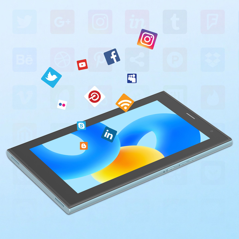 Tableta C idea de 7 pulgadas con Wifi, funda, 8+256GB de almacenamiento, procesador Quad Core, pantalla táctil IPS 600x1024 CM524 azul