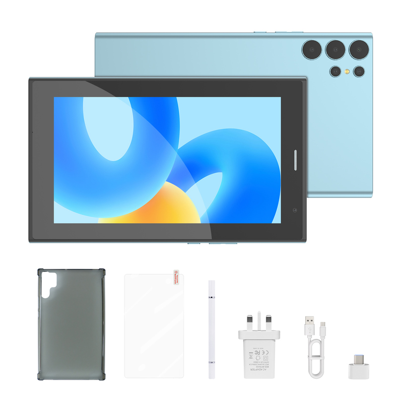 Tableta C idea de 7 pulgadas con Wifi, funda, 8+256GB de almacenamiento, procesador Quad Core, pantalla táctil IPS 600x1024 CM524 azul