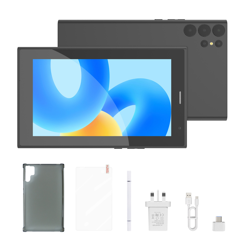 C idea Tablet Wifi de 7 pulgadas con caja 8+256GB Almacenamiento Cuad Core Procesador 600x1024 IPS Pantalla táctil CM524 negro