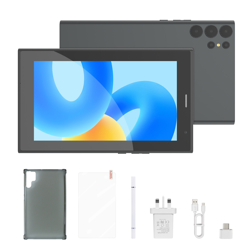 Tableta C idea de 7 pulgadas con Wifi, funda, almacenamiento de 8+256GB, procesador de cuatro núcleos, pantalla táctil IPS 600x1024 CM524 gris