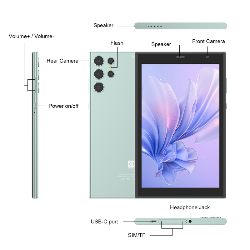 Tableta C idea de 8 pulgadas con Wifi, 8+512GB de almacenamiento, procesador de cuatro núcleos, pantalla táctil IPS 800x1280, verde CM824