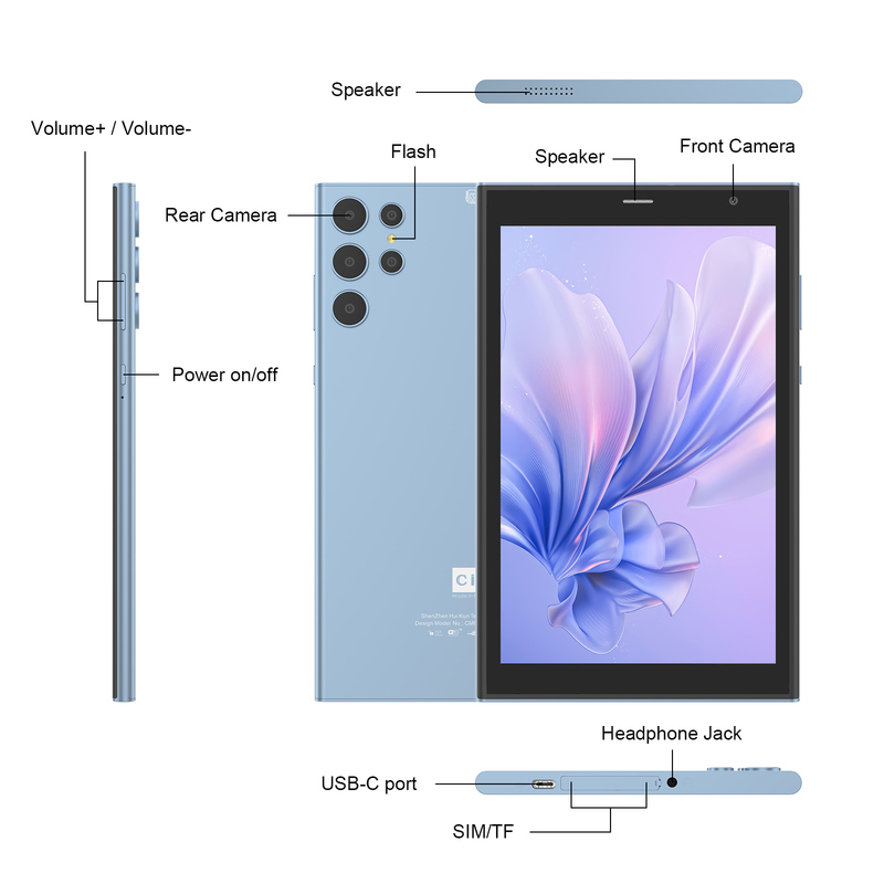 Tableta C idea de 8 pulgadas con Wifi, 8+512GB de almacenamiento, procesador de cuatro núcleos, pantalla táctil IPS 800x1280, azul CM824
