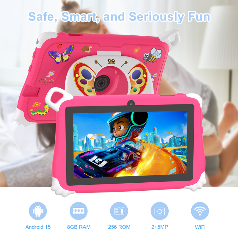 C Idea Android 15 Tablet para niños 8+256GB Tablet educativo Kidspad con APP amigable CM86 rosa
