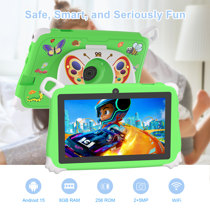 C Idea Android 15 Tableta para Niños 8+256GB Tableta Educativa Kidspad con APP Amigable CM86 verde