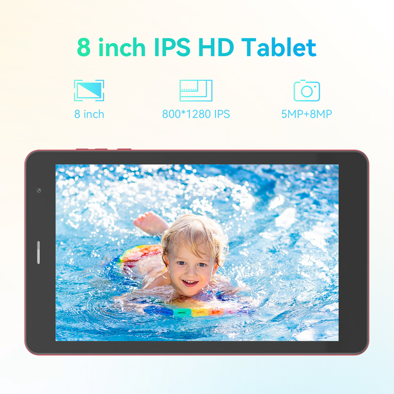 C idea Juvenil rojo 8 pulgadas Tablet Android 15 con ranura para tarjetas tf, WiFi, 8GB + 512GB, 800 * 1280 IPS incell CM828