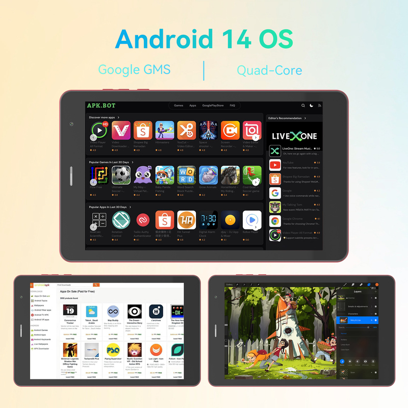 C idea Juvenil rojo 8 pulgadas Tablet Android 15 con ranura para tarjetas tf, WiFi, 8GB + 512GB, 800 * 1280 IPS incell CM828