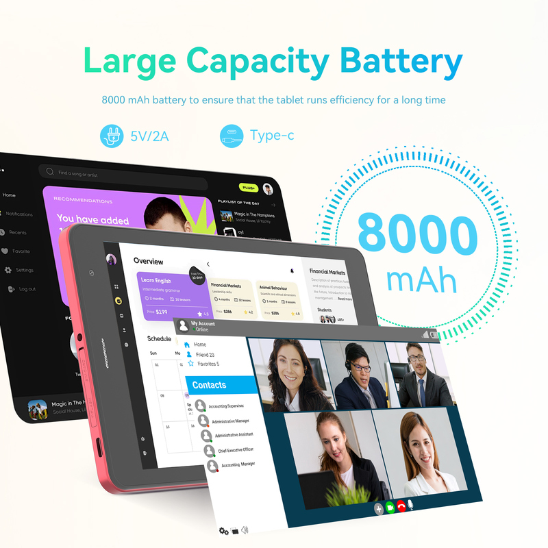 C idea Juvenil rojo 8 pulgadas Tablet Android 15 con ranura para tarjetas tf, WiFi, 8GB + 512GB, 800 * 1280 IPS incell CM828