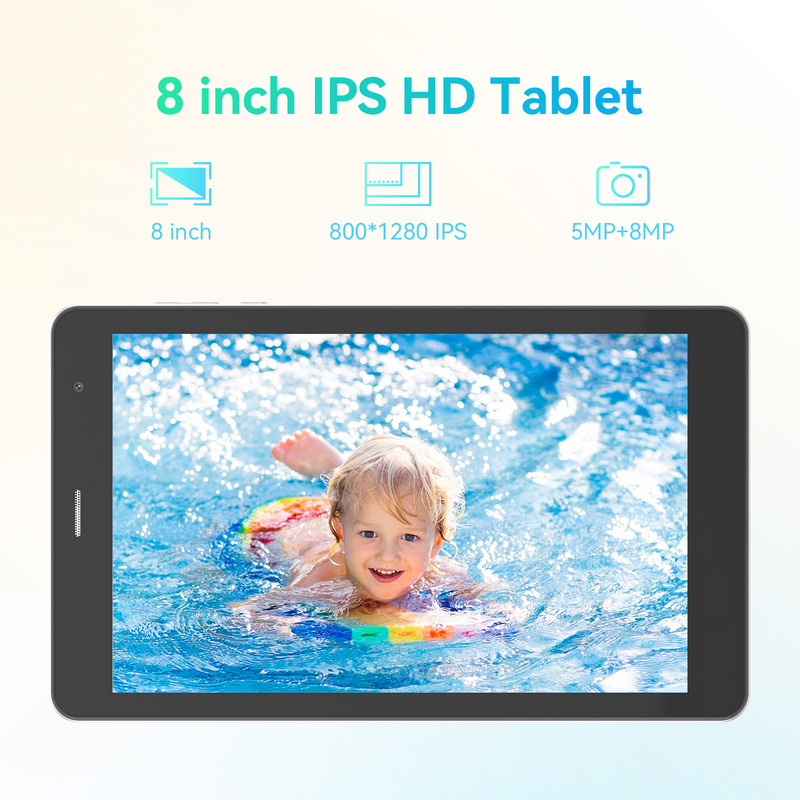C idea Youth plata 8 pulgadas Tablet Android 15 con ranura para tarjetas tf, WiFi, 8GB + 512GB, 800 * 1280 IPS incell CM828