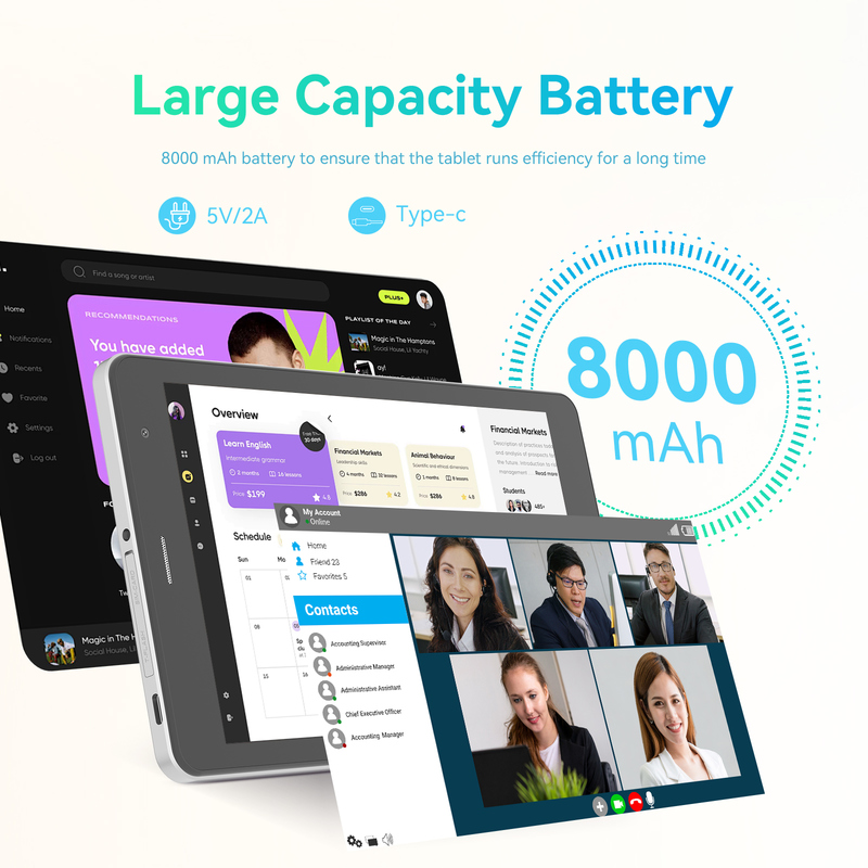 C idea Youth plata 8 pulgadas Tablet Android 15 con ranura para tarjetas tf, WiFi, 8GB + 512GB, 800 * 1280 IPS incell CM828