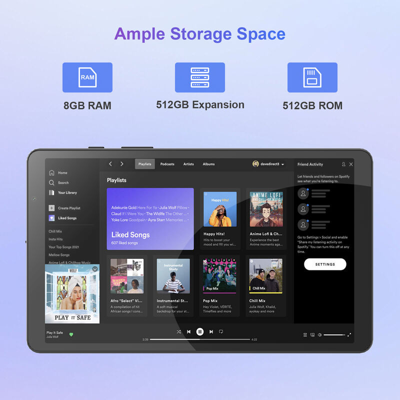 C idea 8 pulgadas Smart Tablet PC con teclado 8 GB de RAM + 512 ROM 800 * 1340 IPS incell Pantalla táctil Negro CM866