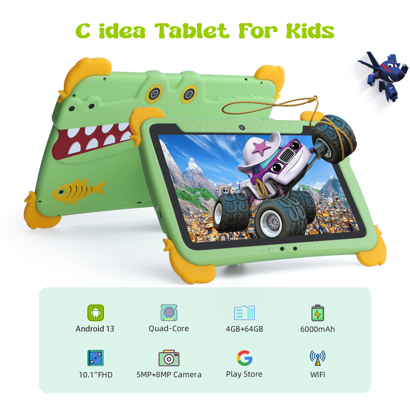 Tableta Android C Idea de 10.1 pulgadas, 4GB de RAM, 64GB de ROM, Tablet Kidspad P1100