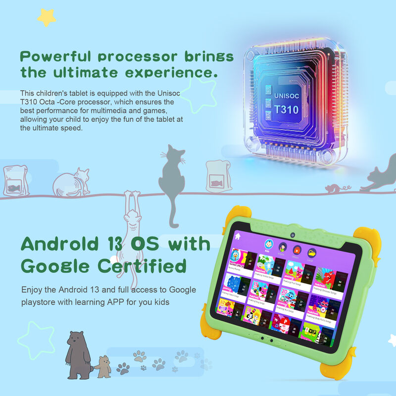 C idea Kids Tab 10.1 pulgadas Android 13 Tablet para niños 4GB RAM 64GB ROM Protección ocular pantalla táctil para niños de 3-8 años
