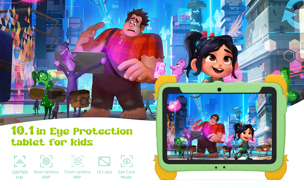 C idea Kids Tab 10.1 pulgadas Android 13 Tablet para niños 4GB RAM 64GB ROM Protección ocular pantalla táctil para niños de 3-8 años