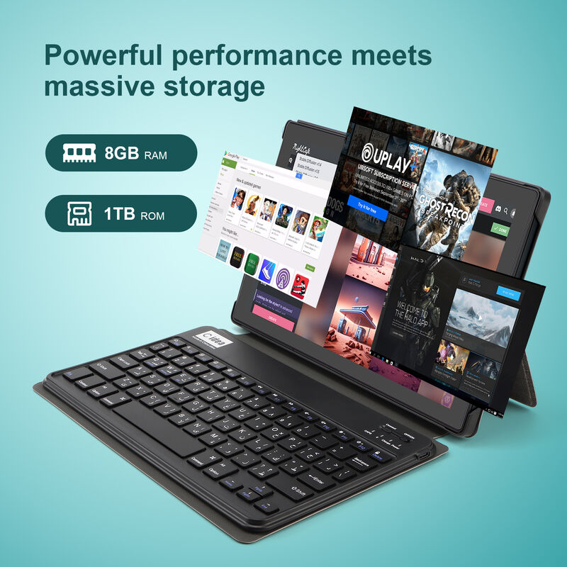 C Idea Tablet PC de 10,1 pulgadas Cámara dual Wi-Fi HD Resolución de pantalla capacitiva 8GB RAM 1TB ROM Entretenimiento y uso comercial (Negro)