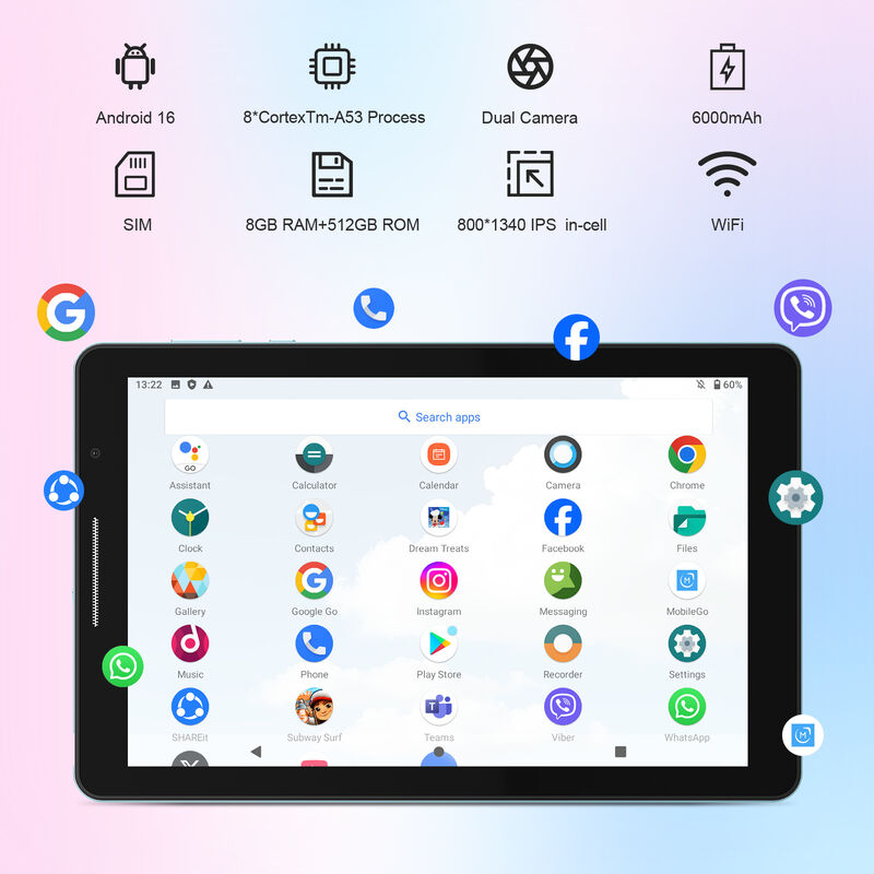 C Idea 8.68 pulgadas Tablet PC Android 16 Wi-Fi Resolución de pantalla capacitiva con doble cámara Para entretenimiento y negocios CM936 (azul)