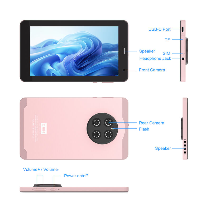 C Idea Tablet de negocios de 7 pulgadas Android 13 8 GB de RAM 512 GB de ROM Wi-Fi con doble cámara y pantalla capacitiva CM518 Pro (rosa)