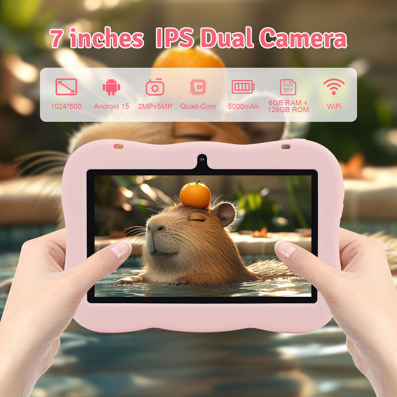 C idea Youth Tablet de 7 pulgadas Android 15 con ranura para tarjetas tf, WiFi, 6GB + 128GB, 1024 * 600 IPS incell CM66