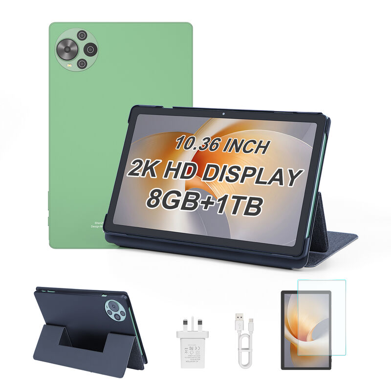 C Idea Factory Tablet de 10,36 pulgadas 8 GB de RAM + 1 TB de ROM con doble cámara Android 14 Tablet con tarjeta SIM para adultos CM10500 Plus (verde)