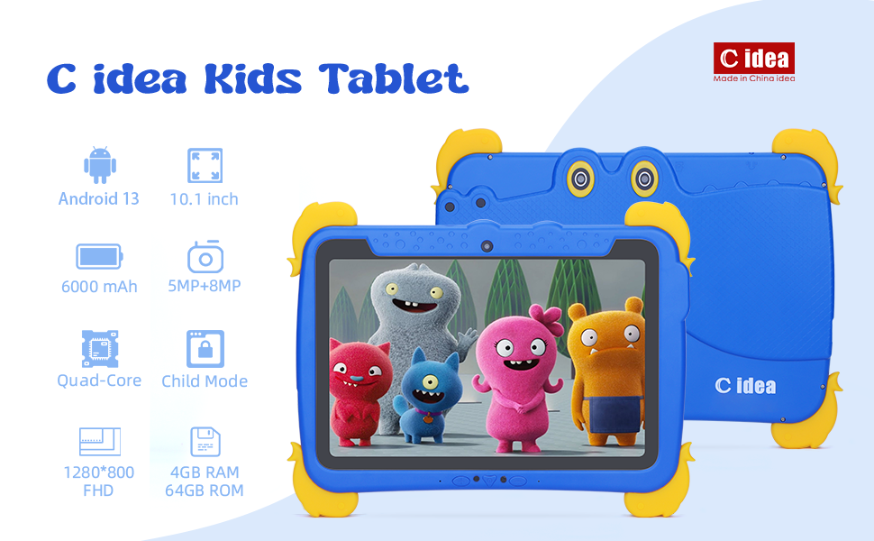 C idea 10.1 pulgadas Niños Tablet PC Con Cuerpo Protección de Ojos ips Pantalla HD Pre-instalación IWAWA P1150